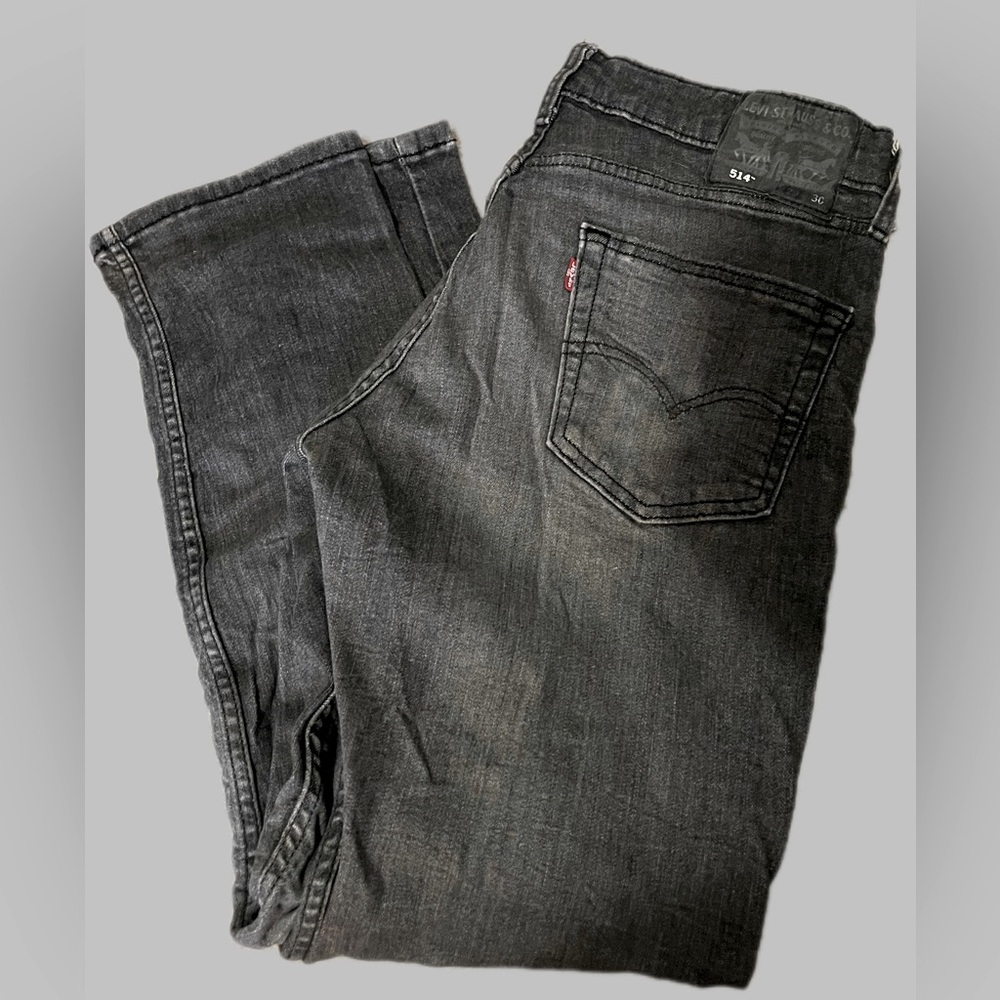 Levi Men's 514 Black Stretch Jeans 29 x 30 Washed Denim